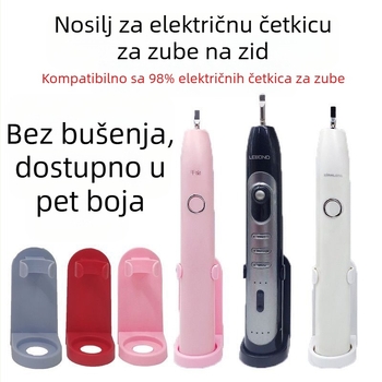 Univerzalni zidni držač četkice za zube s UV sterilizacijom, ljepilna montaža, plastika