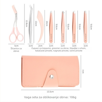 Prijenosni set za obrve: klip za obrve, trimer za obrve, škare za obrve – nehrđajući čelik