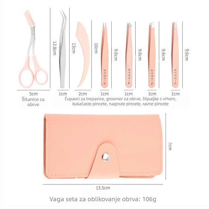 Prijenosni set za obrve: klip za obrve, trimer za obrve, škare za obrve – nehrđajući čelik