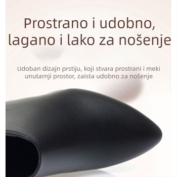Ženske kratke čizme od mikrovlakna, korejskog stila, šiljat nos, 3–5 cm debeli pet, bočni zatvarač, podstava od umjetnog krzna