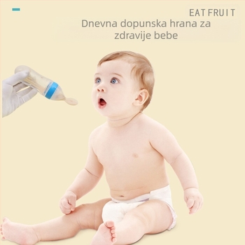 Dječja bočica za hranjenje sa silikonskom žličicom za rižinu kašu — zakrivljena, širokog promjera, bez drške