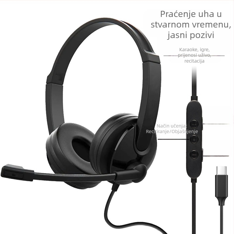 Žični slušalice s mikrofonom, USB priključak, frekvencijski raspon 20–20 kHz, impedancija 32 Ω, osjetljivost 98 dB