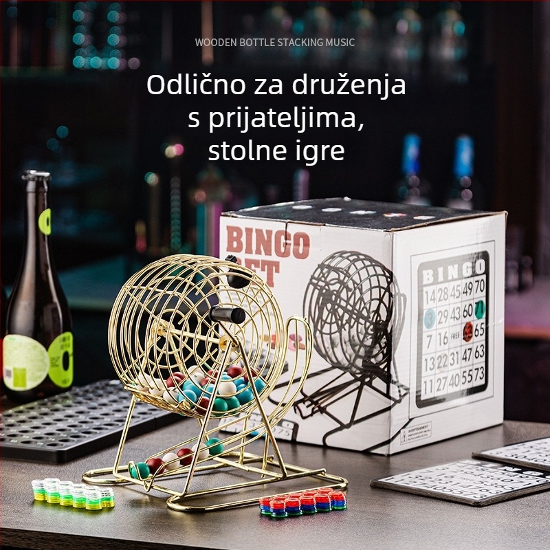 Bingo stroj za miješanje brojeva s rotirajućim kotačićem – ručno izvlačenje, poboljšanje atmosfere na zabavi, interaktivna igračka, konstrukcija od željeza i plastike