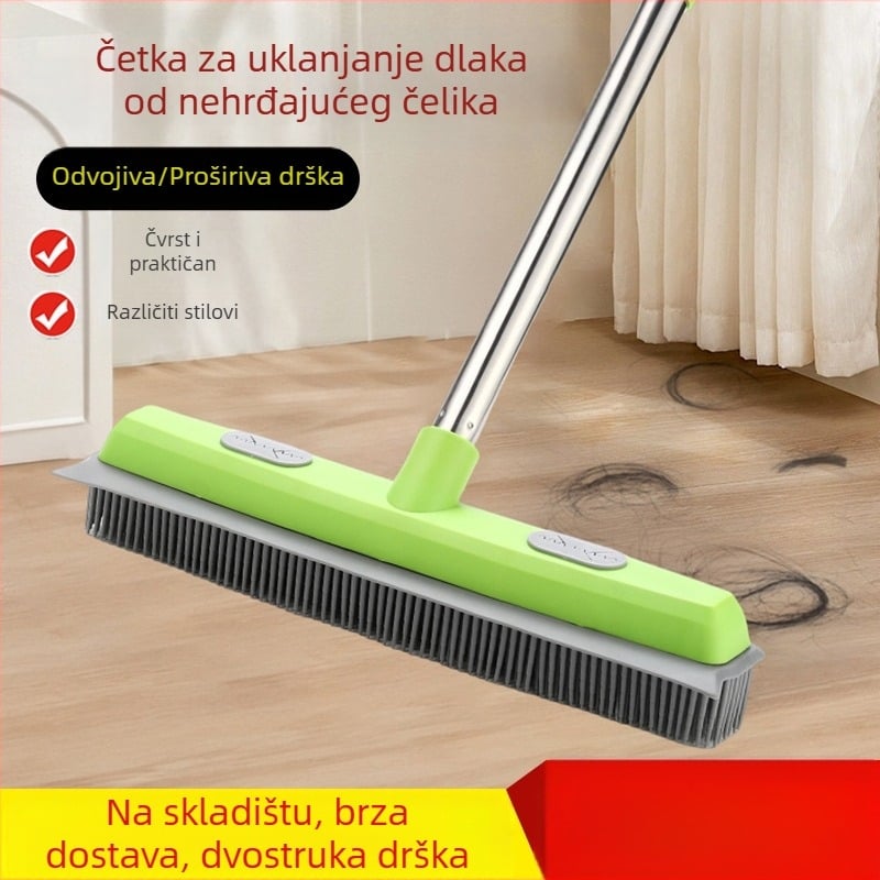 Čistač dlaka kućnih ljubimaca za tepihe, bezdotični mop, gumena četka za pod, nehrđajući čelik šipka, materijali PP, TPR