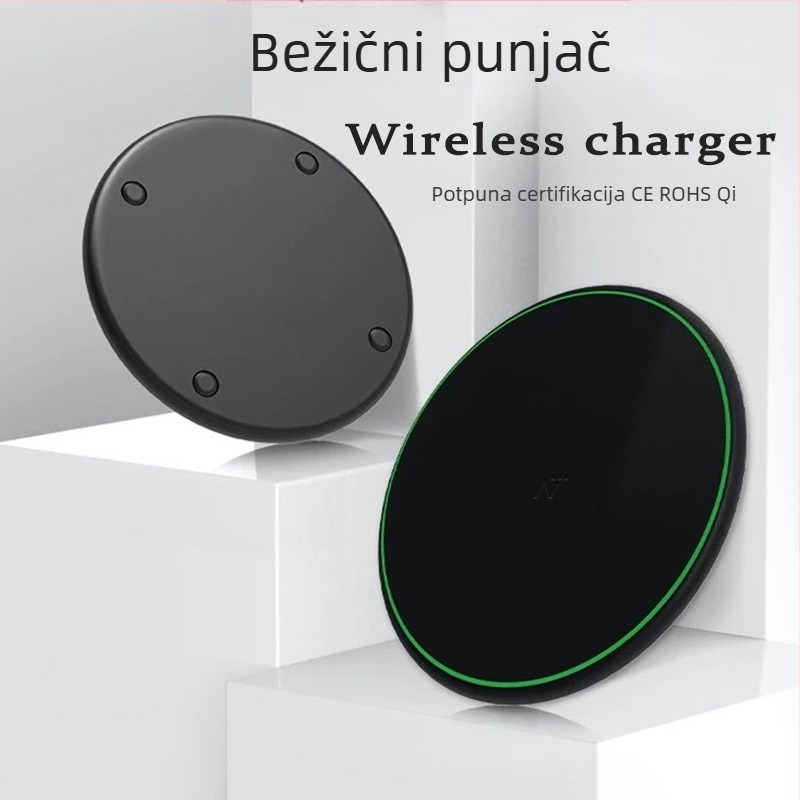 Stolni kružni bežični punjač 10W, QC3.0, izlaz 1.2A, kompatibilan s Apple, Huawei, Xiaomi