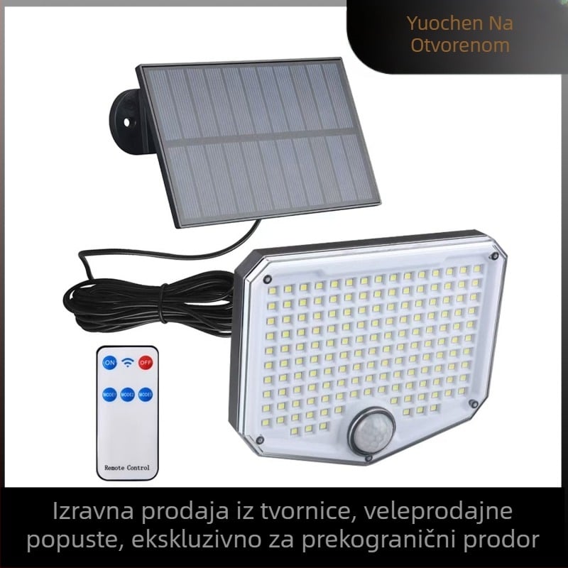 Solarna vanjska zidna svjetiljka s detektorom pokreta, IP65 vodootporna, LED 10W, 1.2V
