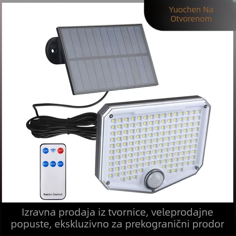 Solarna vanjska zidna svjetiljka s detektorom pokreta, IP65 vodootporna, LED 10W, 1.2V