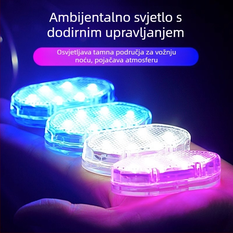 Automobilsko LED ambijentalno svjetlo s dodirnim lampom za čitanje, svjetlo na pragovima vrata i senzorsko osvjetljenje (univerzalna kompatibilnost, dodirna kontrola, lampica za čitanje, senzorsko osvjetljenje)