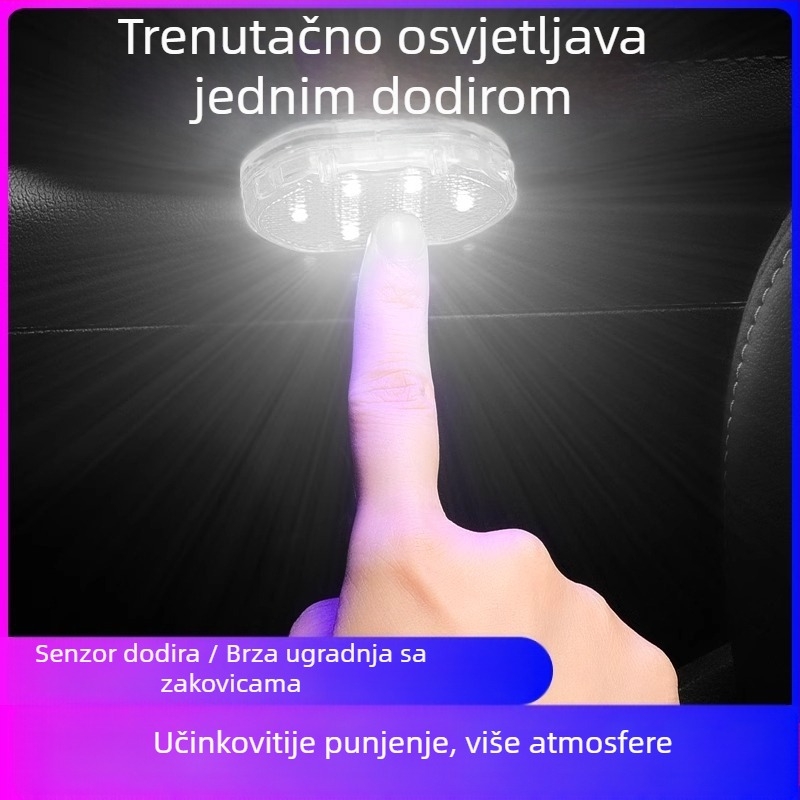 Automobilsko LED ambijentalno svjetlo s dodirnim lampom za čitanje, svjetlo na pragovima vrata i senzorsko osvjetljenje (univerzalna kompatibilnost, dodirna kontrola, lampica za čitanje, senzorsko osvjetljenje)