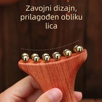 Alat za masažu lica od Huanghuali Rosewooda s mosaznim perlama, drvena konstrukcija, 90 g, marka Ruilin