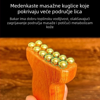 Alat za masažu lica od Huanghuali Rosewooda s mosaznim perlama, drvena konstrukcija, 90 g, marka Ruilin