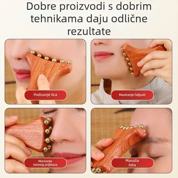 Alat za masažu lica od Huanghuali Rosewooda s mosaznim perlama, drvena konstrukcija, 90 g, marka Ruilin