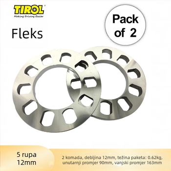 TIROL aluminijski hub flange — uzorak s 5 i 4 rupa, debljina 12 mm, mogućnost prilagodbe