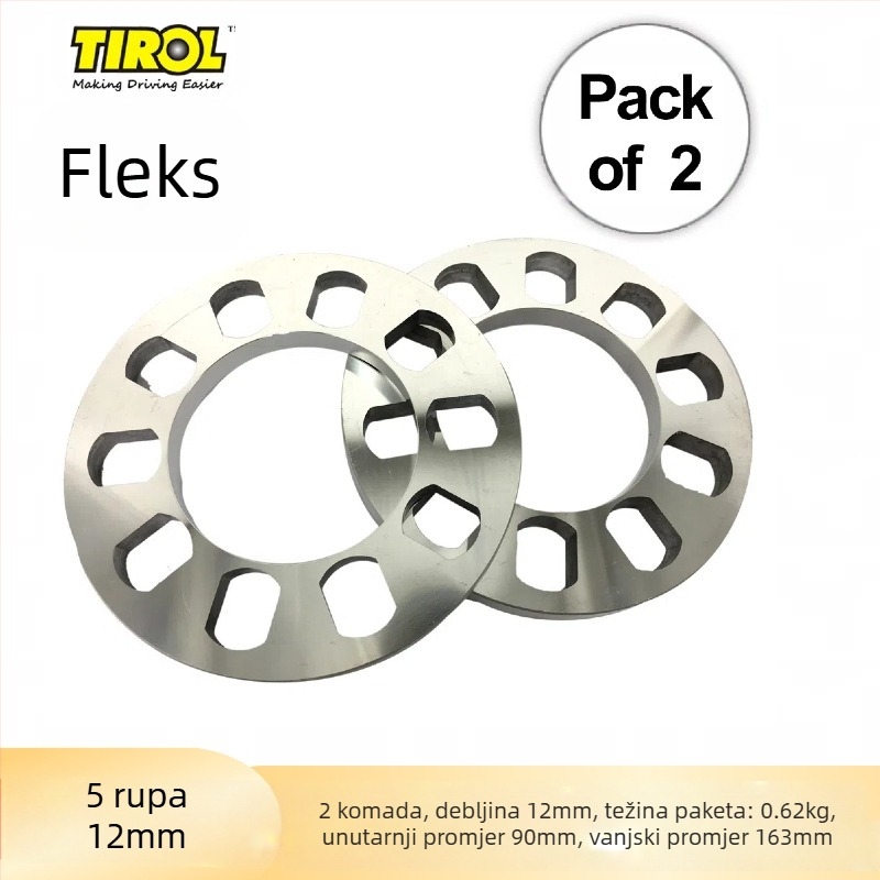 TIROL aluminijski hub flange — uzorak s 5 i 4 rupa, debljina 12 mm, mogućnost prilagodbe