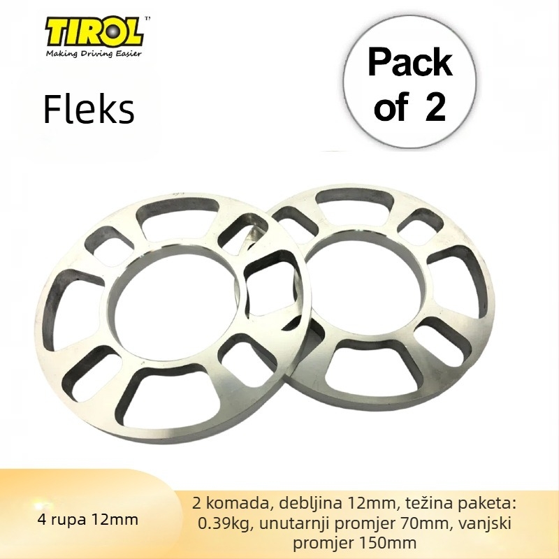 TIROL aluminijski hub flange — uzorak s 5 i 4 rupa, debljina 12 mm, mogućnost prilagodbe