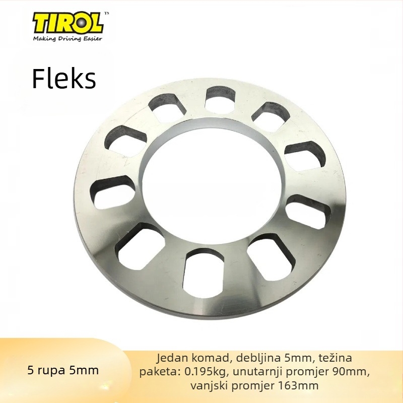 TIROL aluminijski hub flange — uzorak s 5 i 4 rupa, debljina 12 mm, mogućnost prilagodbe
