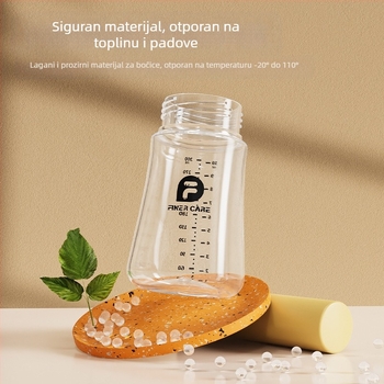 Bočica za hranjenje za bebe sa širokim otvorom, PP materijal, zakrivljeni dizajn, s ručkom, protiv gušenja, protiv nadutosti