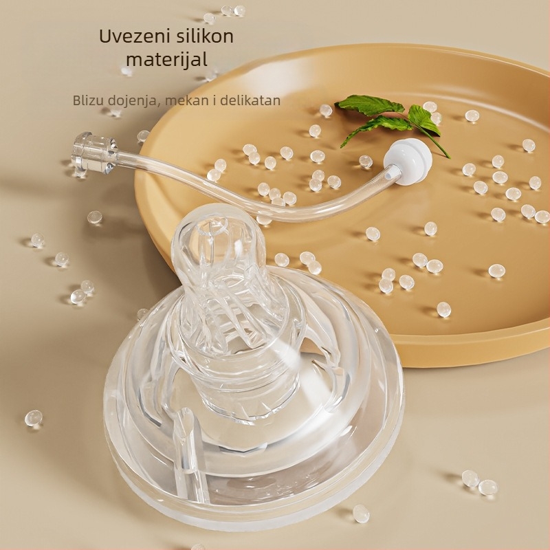 Bočica za hranjenje za bebe sa širokim otvorom, PP materijal, zakrivljeni dizajn, s ručkom, protiv gušenja, protiv nadutosti