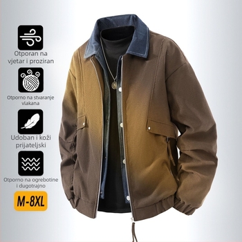 Muška jakna u japanskom workwear stilu, ovratnik, zatvarač, točkasti uzorak, jacquard tkanina