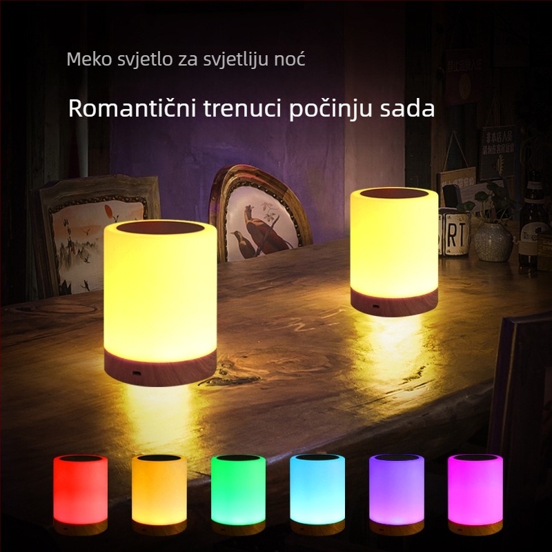 Noćna lampica s ugrađenom baterijom, stakleno sjenilo, gumbasti prekidač, pametna kontrola, napon ≤36V