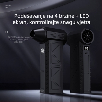 Ručni turbinski ventilator za kampiranje — bežični, 7.4V, 50W, usisavanje 11000Pa; rasvjeta i čišćenje prašine