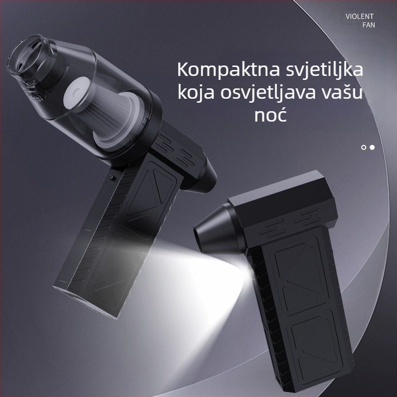 Ručni turbinski ventilator za kampiranje — bežični, 7.4V, 50W, usisavanje 11000Pa; rasvjeta i čišćenje prašine