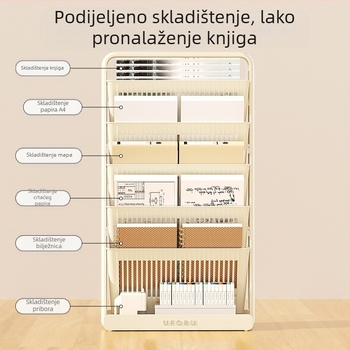 Sklopivi plastični regal za knjige za stol, 5 polica, moderni minimalistički stil