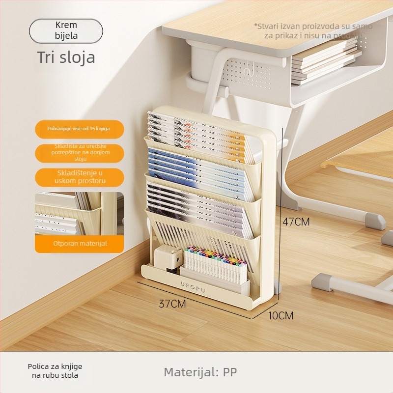 Sklopivi plastični regal za knjige za stol, 5 polica, moderni minimalistički stil
