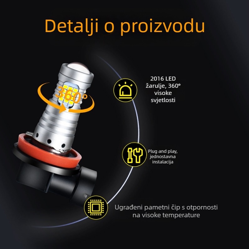 LED svjetlo za maglu za automobil H8/H11 1156/1157 T15, 12-24V, 3000LM, 6000K, aluminijska legura