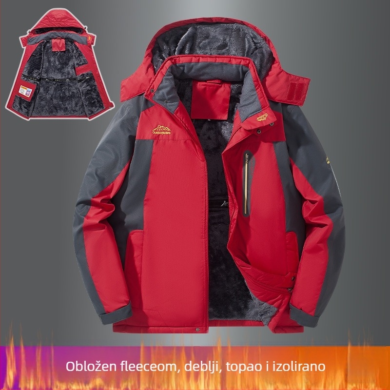 Muška pamučna jakna s kapuljom, fleec podstava, odvojivi ovratnik, bočni džepovi, uski kroj