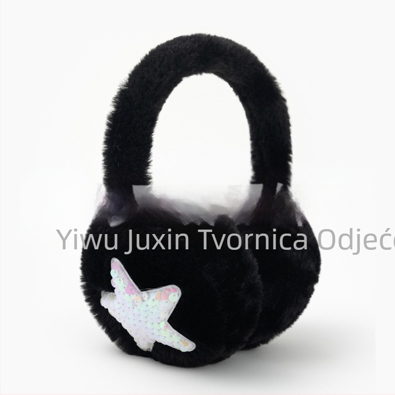 Plush zaštitnici za uši s petokrakom zvijezdom, zimski topli, otporni na vjetar, sklopivi, poliester