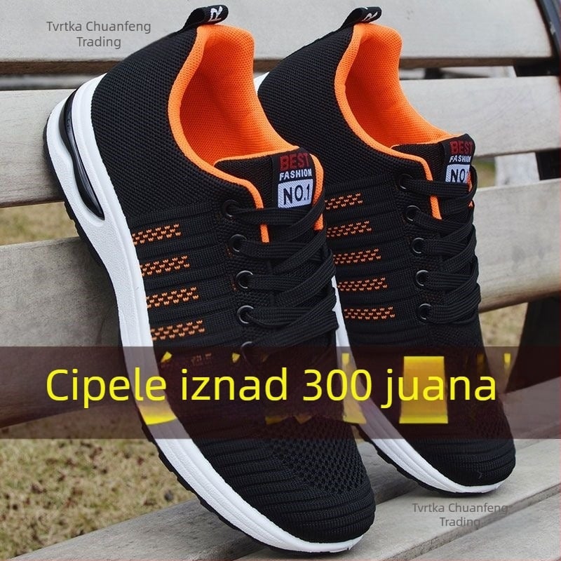 Muške tenisice za hodanje s prozračnim gornjim dijelom od mreže, mekana uloška, anti-miris, prednje vezivanje, za sve sezone, svakodnevni stil