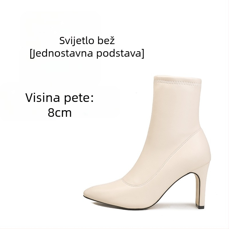 Martin čizme za žene s oštrim nosom, srednje visokom masivnom petom (3–5 cm), gornji dio od mikrovlakna, gumeni đon, bočni zatvarač
