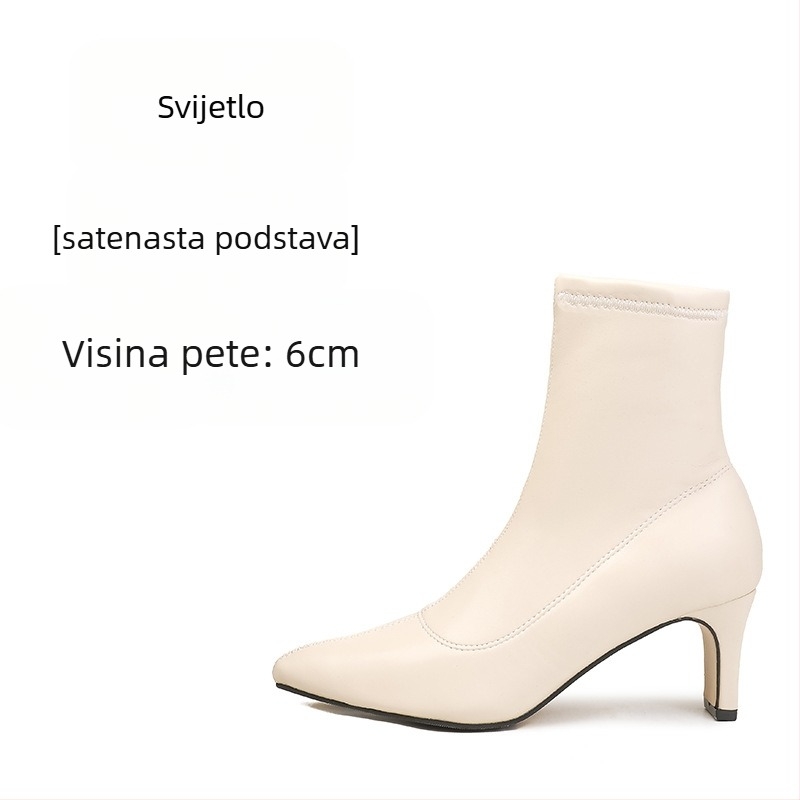 Martin čizme za žene s oštrim nosom, srednje visokom masivnom petom (3–5 cm), gornji dio od mikrovlakna, gumeni đon, bočni zatvarač