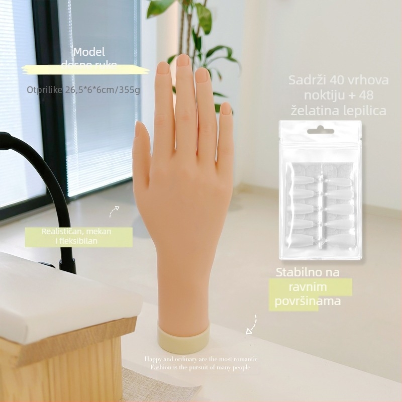 Model ruke za vježbanje nokti s mekanim savitljivim prstima — prikaz ruke za nokte, alat za umjetnost noktiju