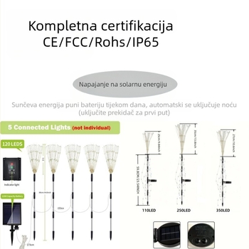 Solarne cvjetne zemaljske svjetiljke, četvero-dijelni set s priključkom od jednog do četiri, nehrđajući čelik IP65 vanjska rasvjeta za vrt, 1W LED