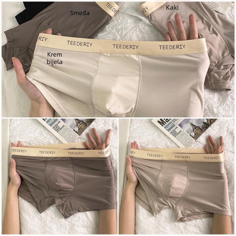 Muške bezšivne dišne gaćice - materijal ledenog svilenog viskoze, srednji pojas, pamuk podstava u preponama 91–95%, ljeto