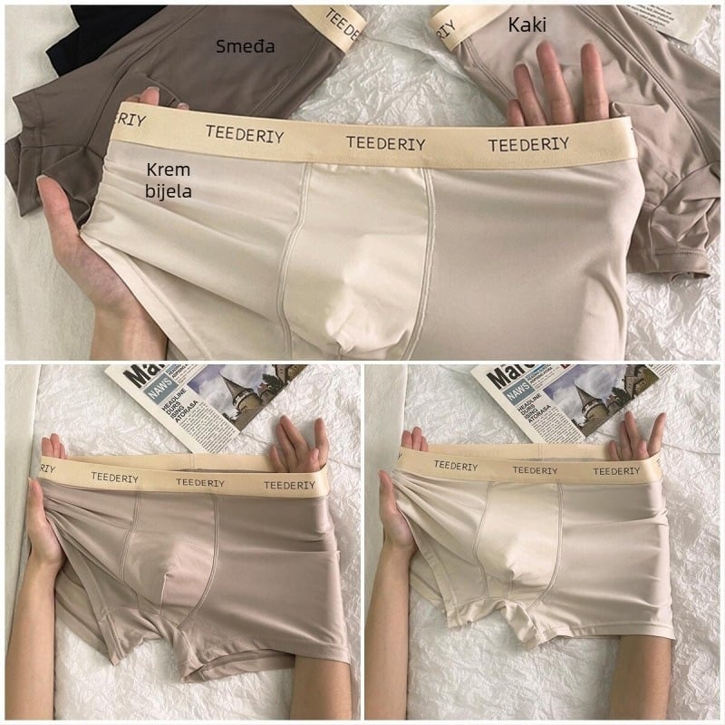 Muške bezšivne dišne gaćice - materijal ledenog svilenog viskoze, srednji pojas, pamuk podstava u preponama 91–95%, ljeto