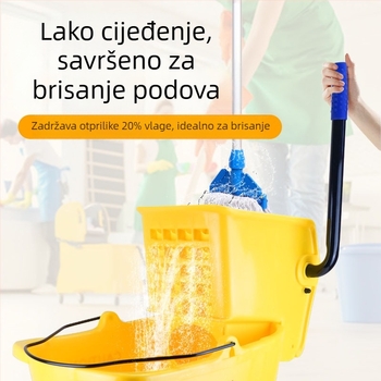 Kanta za mop s okretanjem utiskivanja; mop od pamuka; plastična šipka za mop; postotak tlačenja 80–90%; nosivost ispod 10 kg