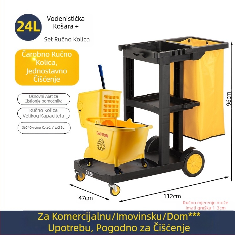 Kanta za mop s okretanjem utiskivanja; mop od pamuka; plastična šipka za mop; postotak tlačenja 80–90%; nosivost ispod 10 kg