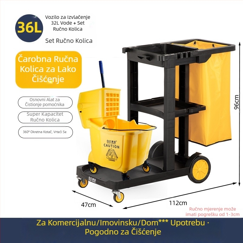 Kanta za mop s okretanjem utiskivanja; mop od pamuka; plastična šipka za mop; postotak tlačenja 80–90%; nosivost ispod 10 kg