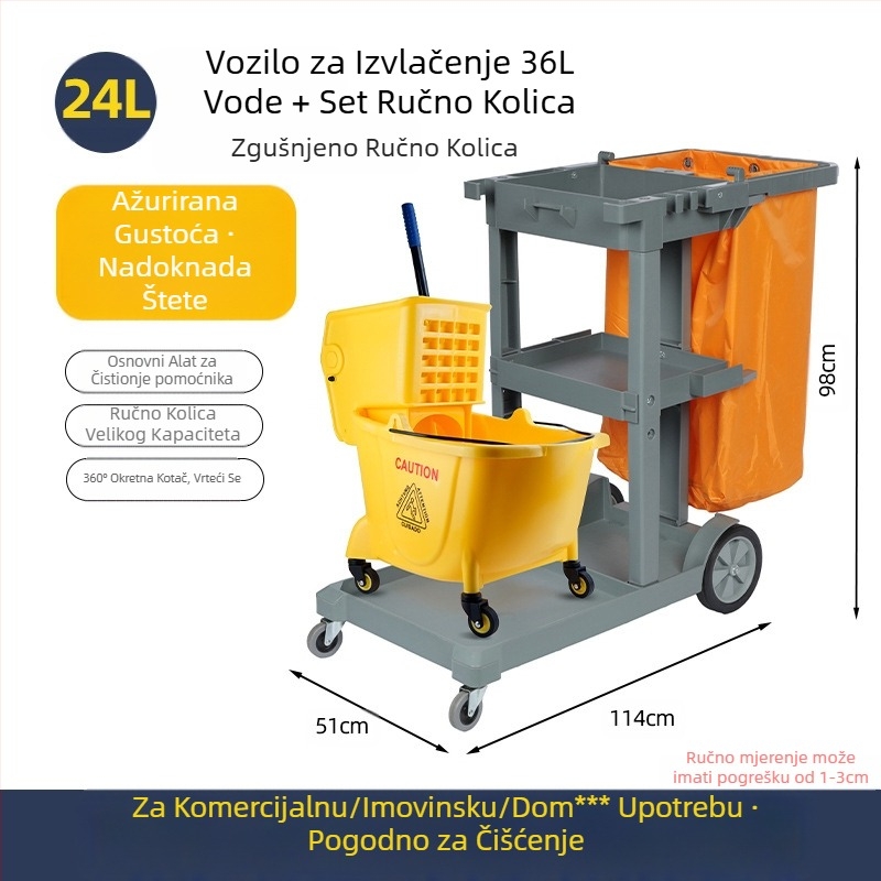 Kanta za mop s okretanjem utiskivanja; mop od pamuka; plastična šipka za mop; postotak tlačenja 80–90%; nosivost ispod 10 kg