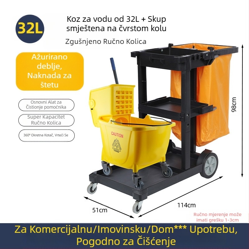 Kanta za mop s okretanjem utiskivanja; mop od pamuka; plastična šipka za mop; postotak tlačenja 80–90%; nosivost ispod 10 kg