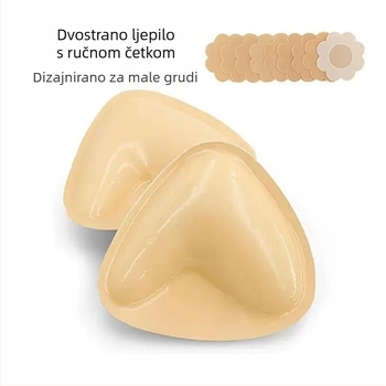 Dvostrano ljepive grudne podloške za male grudi, debeli nevidljivi umetci, push-up i povećanje trokutastih umetaka (Materijal: Nylon; Debljina: Uobičajena; Funkcija: Skupljanje, Prozračnost)