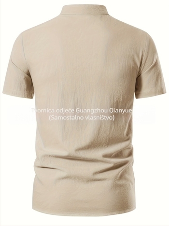 Muška košulja sa stojećim ovratnikom i poluotvorenim kopčama, prozračni poliester, udoban kroj, ljeto 2025