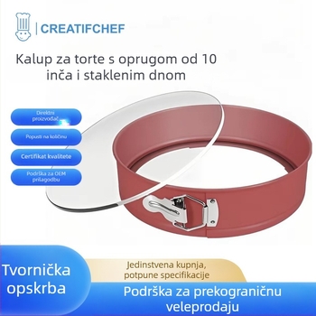 10-inčna tortna forma sa staklenim dnom i odvojivim bočnim dijelom, neprijanjajući premaz, silikon-brtva, protiv curenja, za cheesecake, chiffon i mousse