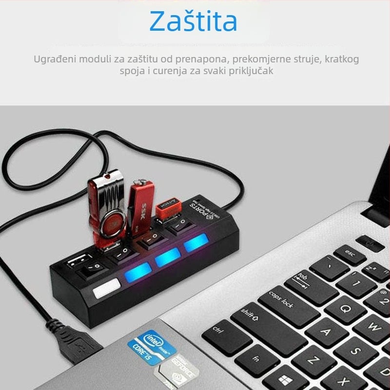 USB 3.0 prošireni hub i pretvarač – stolni USB visoke brzine višenamjenski adapter za automobil