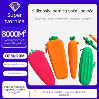 Silikonska torbica za olovke sa zatvaračem, prenosna s velikim kapacitetom, oblik mrkve