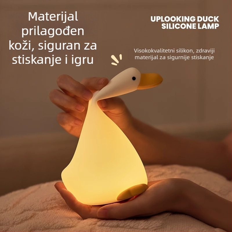 Silikonska noćna lampica u obliku patke za zaštitu očiju, dodirna lampica za spavaću sobu, dječji poklon, ambijentalna svjetiljka s tajmerom