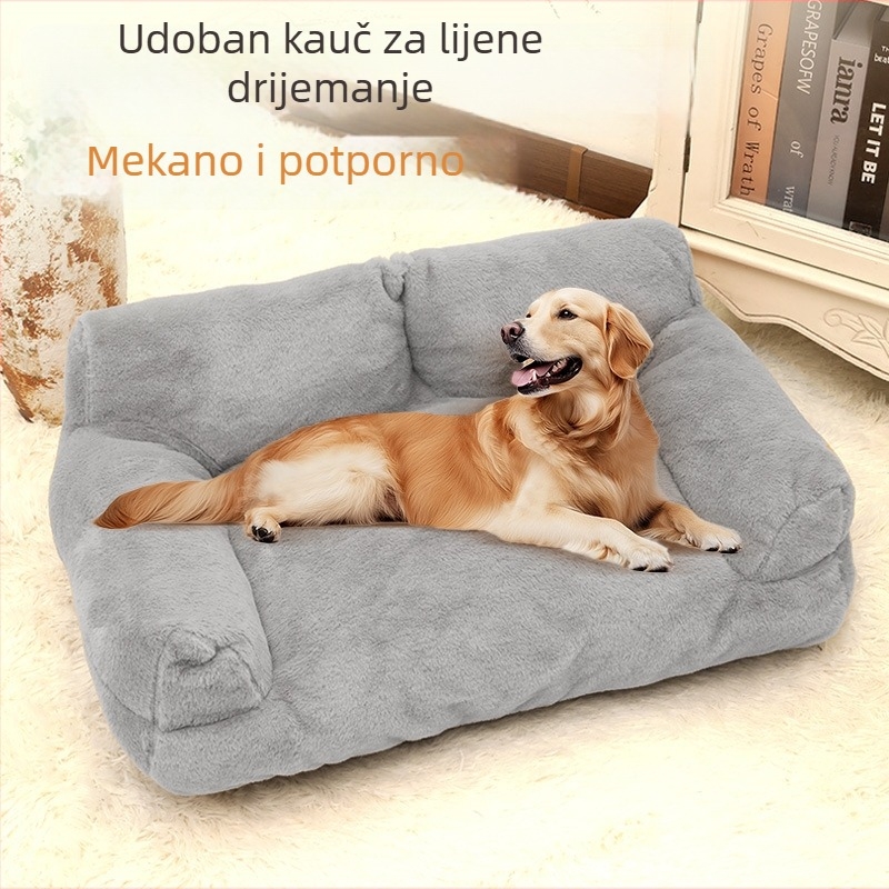 Velika plišana ležaljka za pse i mačke s krznom zeca